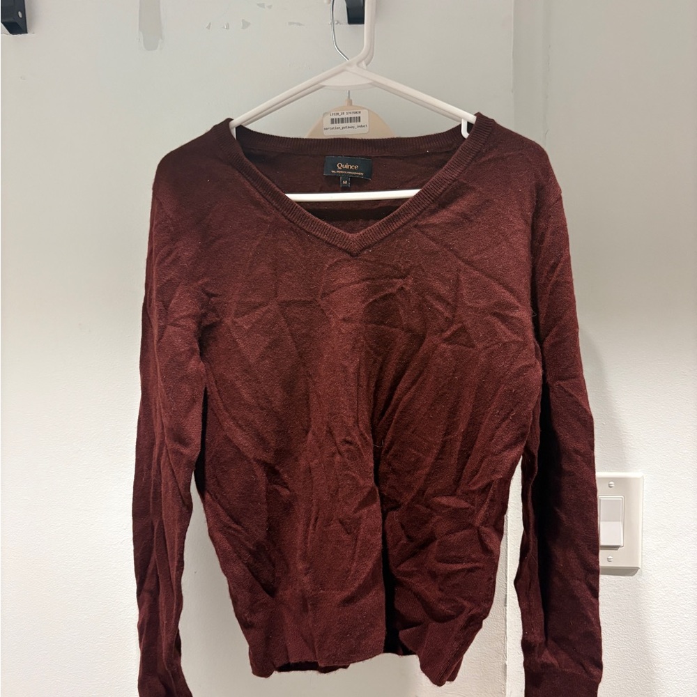Quince Women's V-Neck Sweater - Deep Burgundy